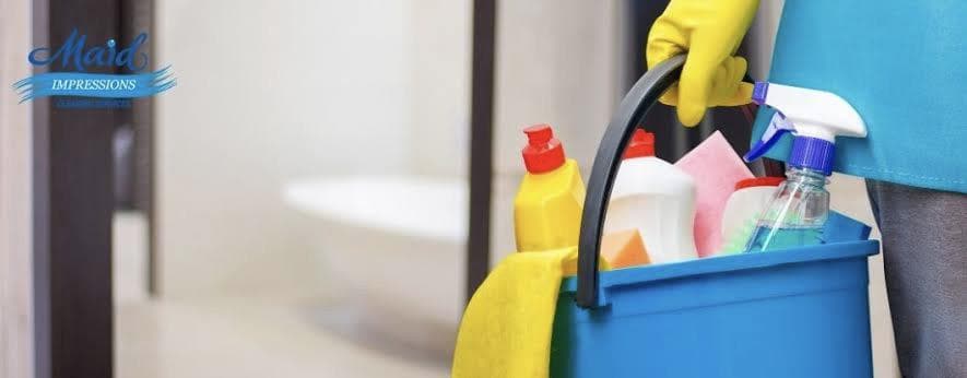 A bucket of Cairde Hygienics cleaning products